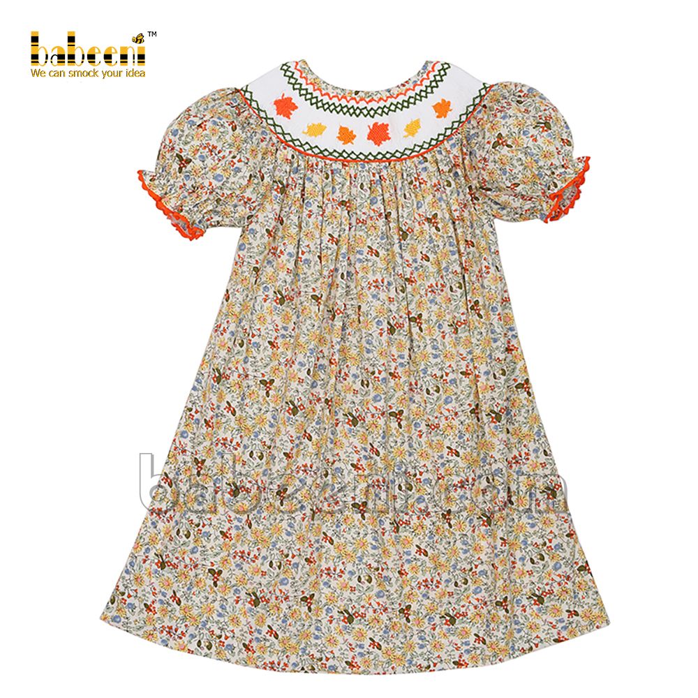 Adorable baby girl fall leaves bishop dress - DR 3065